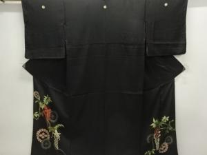 アンティーク　錦紗草花模様刺繍留袖